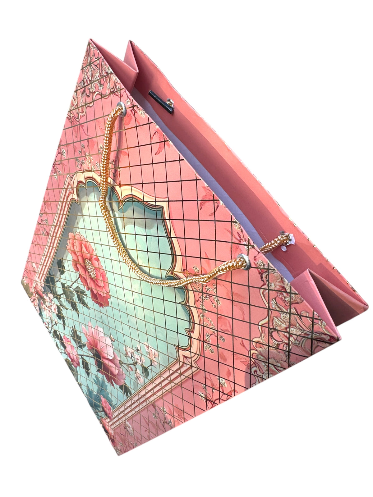 Gift Bag with Gold Strings Flower Design