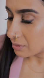 Rounded Dangle Gold Nose Ring for Pierced Nose