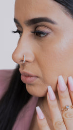 8 Stone Silver Nose Ring For Pierced & Non Pierced Nose