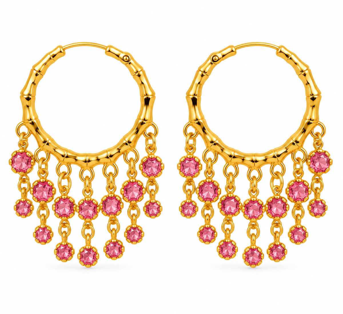 Pink Bead Gold plated Collection Jhumka Earrings