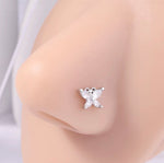 Silver Butterfly Stud Nose Ring for pierced nose