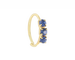 Dark Blue thick 3 stone Gold Nose Ring for pierced and non pierced nose