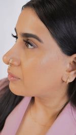 Zig Zag Gold Big Gem Dangle Nose Ring for pierced nose