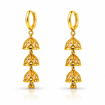 Jai Gold-Plated Jhumka Hoop Earrings Triple Dome Dangle