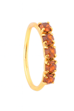 Brown 5 Stone Thin Gold Nose Ring for pierced and non pierced nose