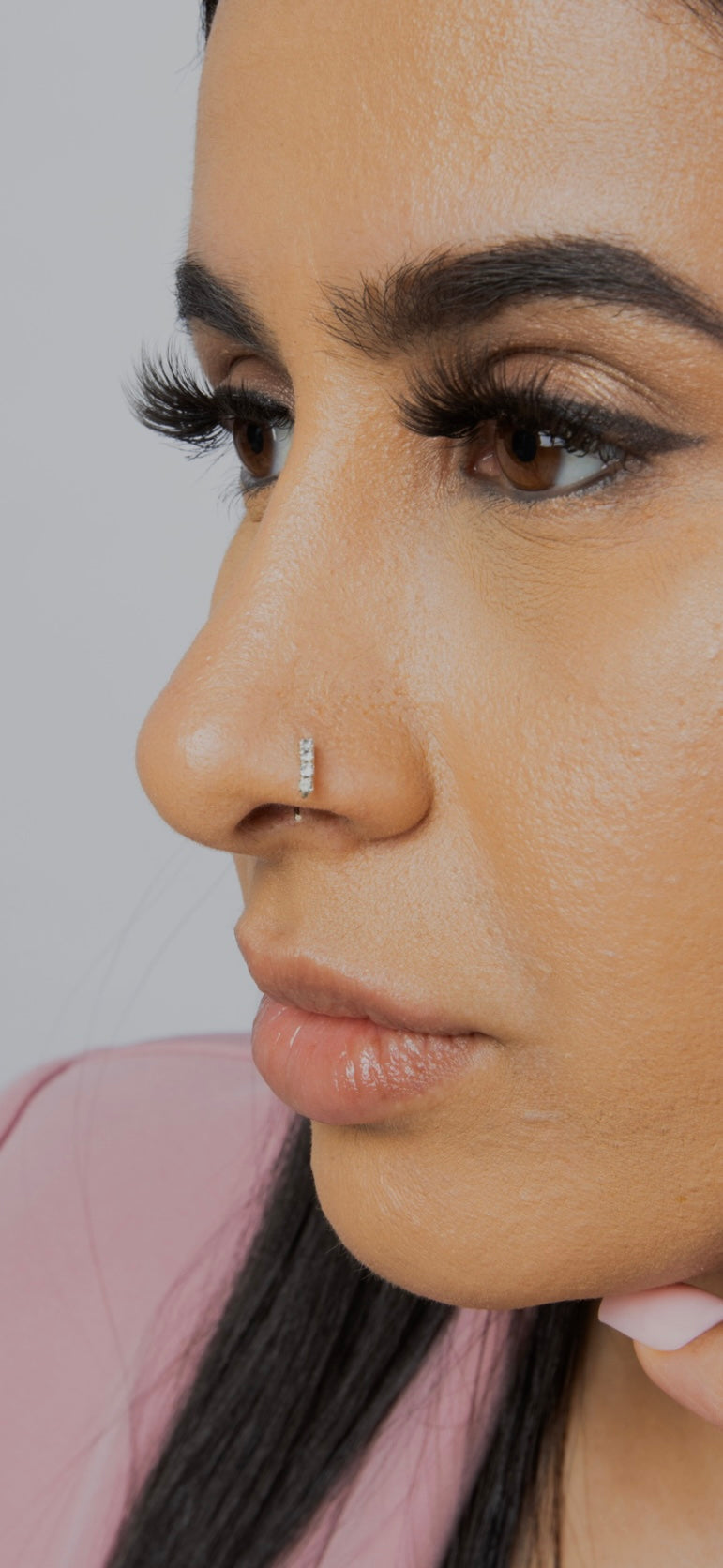 Stone Silver Nose Ring for pierced non pierced nose– Ava's