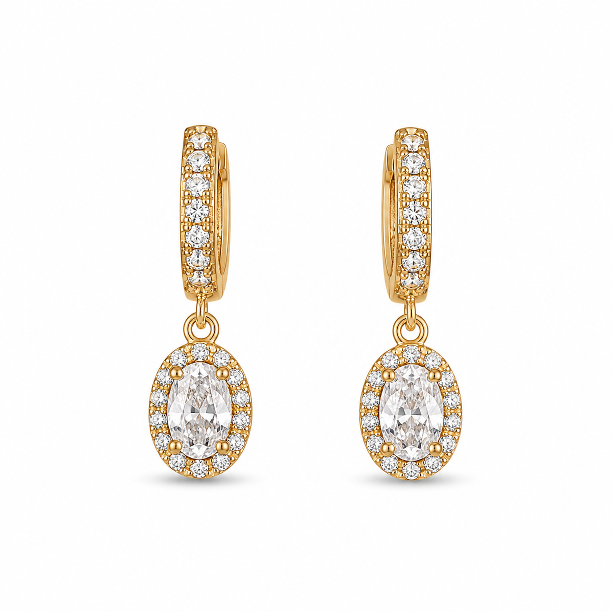 Oval Drop Stone Earrings