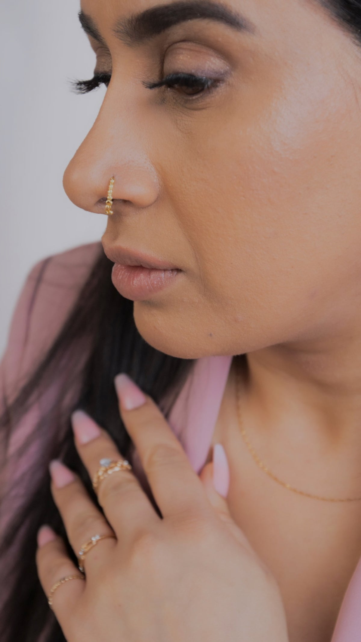 Pattern Dangle Nose Ring for pierced nose
