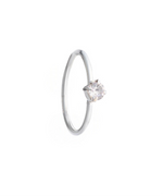 1 stone silver nose ring for pierced and non pierced nose