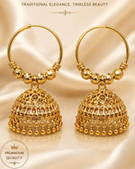 Gold Plated Large Hoop Meera Jhumka Earring
