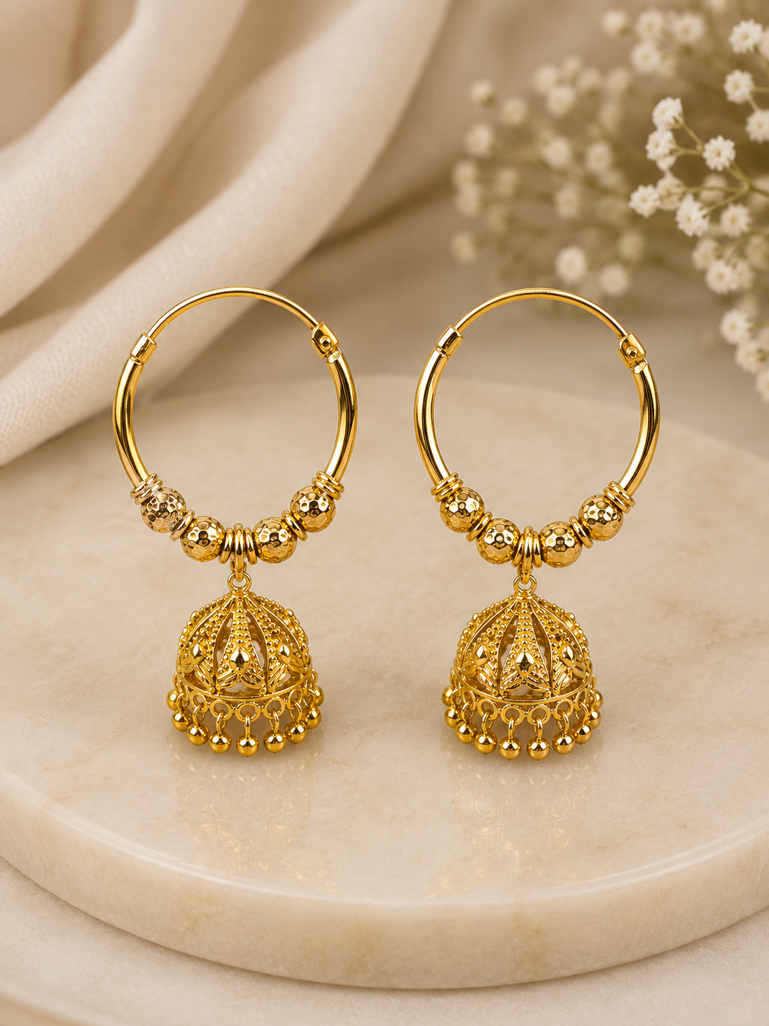 Large Round Hoop Gold Plated Jhumka