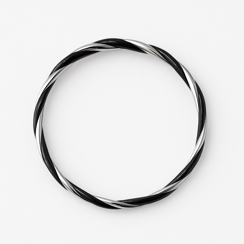 Black Spiral Silver Nose Ring for pierced and non pierced nose