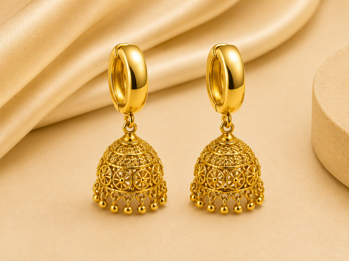 Round Gold Plated Jhumka