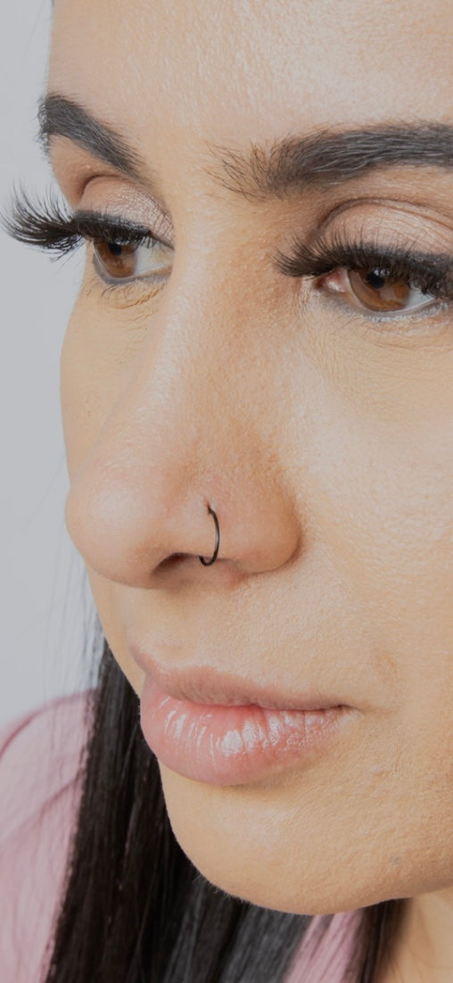 Simple Black Nose Ring for pierced and non pierced nose