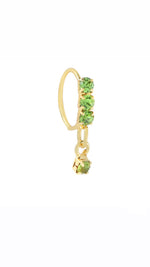 Green Thick 3 Stone Gold Dangle Nose Ring For a Pierced Nose