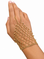 Amara Gold-Tone Mesh Hand Chain Bracelet | Statement Hand Jewellery