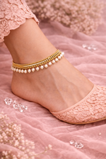 Moonlight Pearl Gold Payal | Anklet Set | Indian Anklet | Bridal Payal 672 - 74