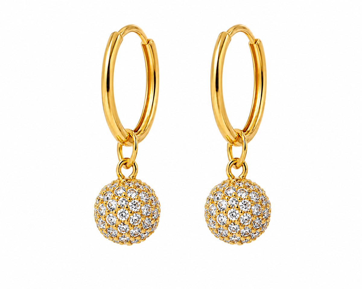 Micro Collection Gold Plated Jhumka Earrings Round Stones