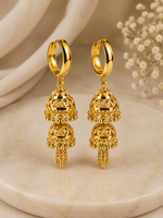 Rani Long Gold-Plated Jhumka Hoop Dangle Earrings