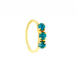 Light Blue thick 3 stone Gold Nose Ring for pierced and non pierced nose