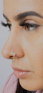 End of Line - Square Large Gem Gold nose ring for pierced nose
