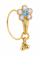 Rainbow Ice Blue Flower Dangle Nose Ring For Pierced Nose