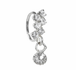 Silver Zig Zag Gem Dangle Nose Ring for pierced nose