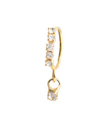 5 Stone Gold Dangle nose ring for pierced nose