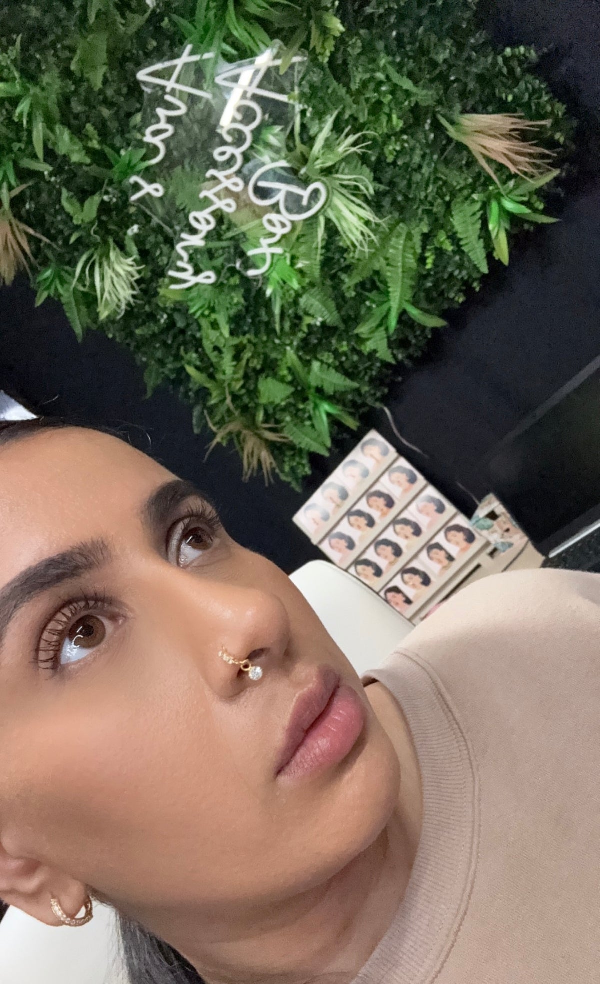 3 Stone Big Gem Dangle Gold Nose Ring For A Pierced Nose