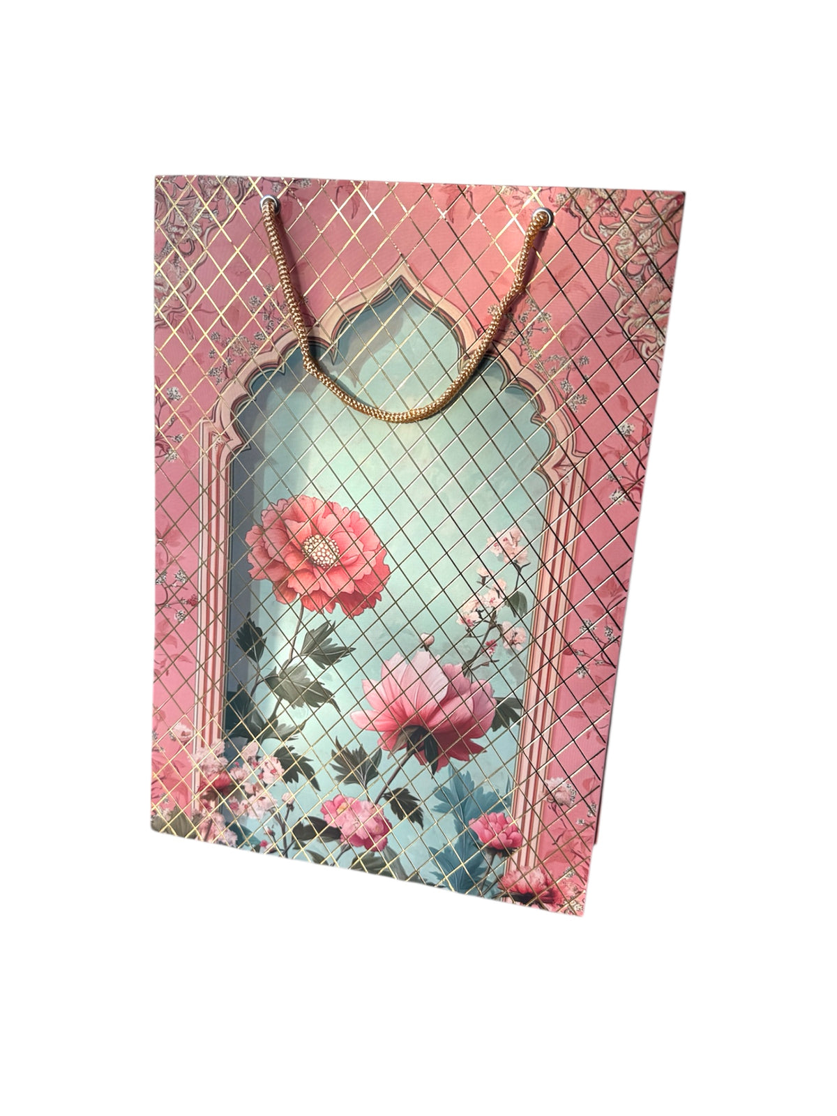 Gift Bag with Gold Strings Flower Design