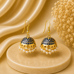 Pearl Blue Hand Painted Jhumka Hook Dangle Earring