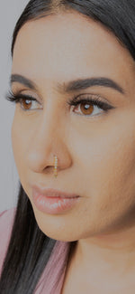 5 Stone Gold Dangle nose ring for pierced nose