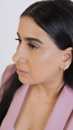3 Stone Gold Dangle Nose Ring For a Pierced Nose