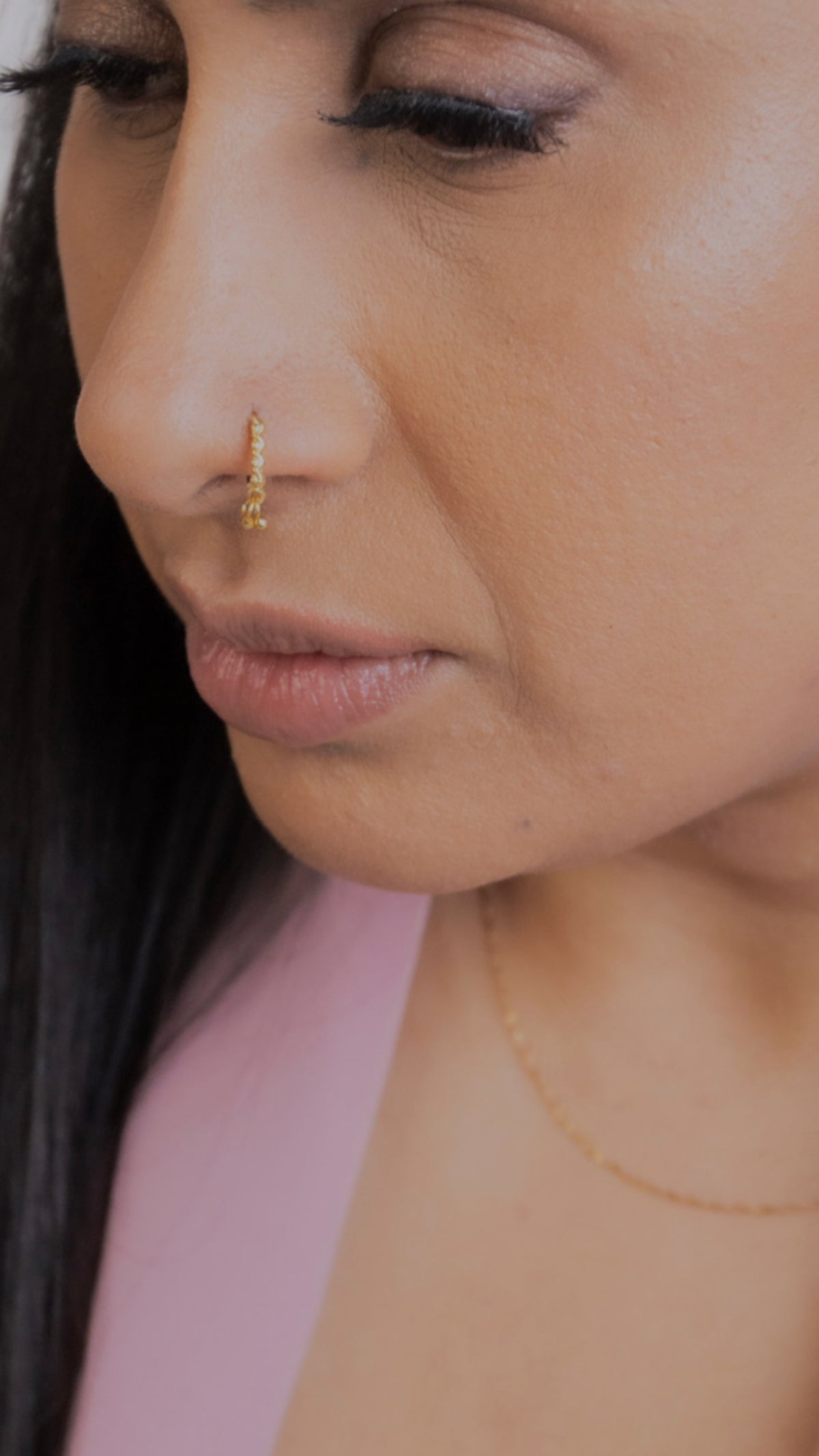 Pattern Dangle Nose Ring for pierced nose