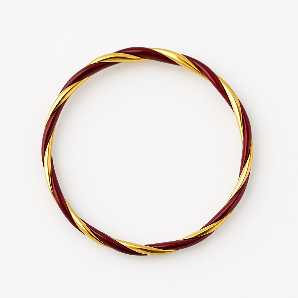 Red Spiral Gold Nose ring for pierced and non pierced nose