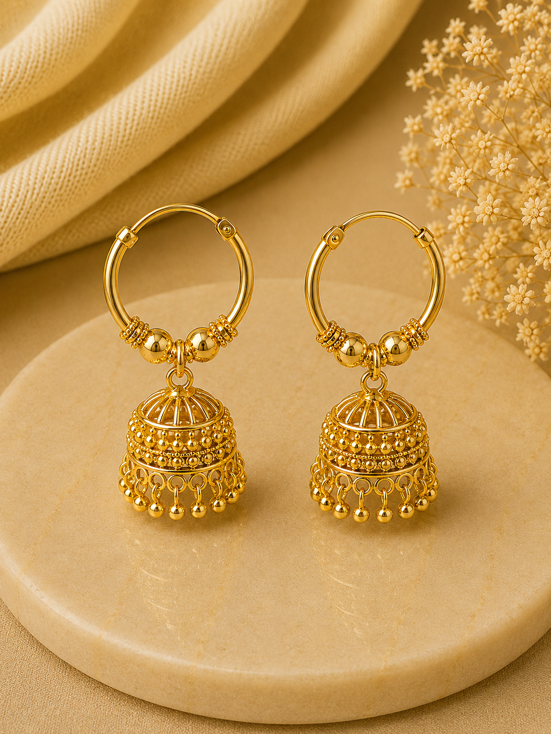 Yara Gold Hoop Earrings Jhumka