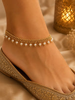 Moondrop Pearl Gold Payal | Anklet Set | Indian Anklet | Bridal Payal 669 - 80