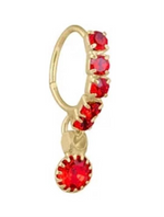 Red Stone Big Gem Dangle Gold Nose Ring for Pierced Nose