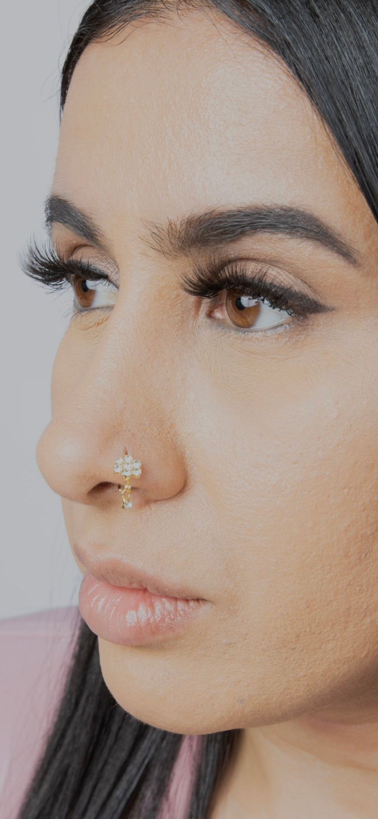 Large Flower Dangle Gold nose ring for pierced nose