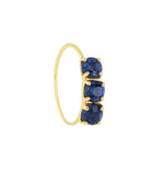 Dark Blue 3 Stone Thick Gold Nose Ring for pierced and non pierced nose