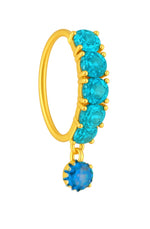 Light Blue 5 Stone Big Gem Dangle nose ring for a pierced nose