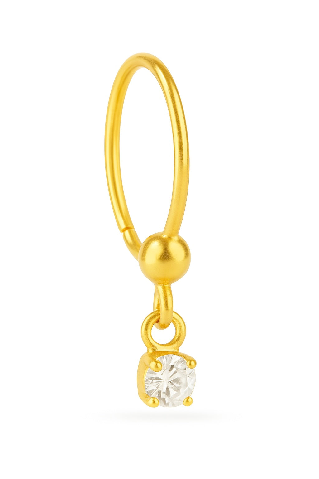 1 Stone Gem Dangle Gold Nose ring for a Pierced Nose