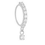 8 Stone Dangle Silver nose ring for a pierced nose