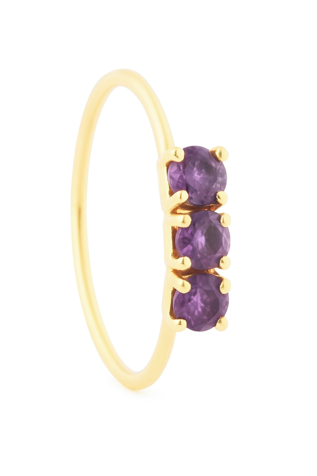 Purple 3 Stone Thin Gold Nose Ring for pierced and non pierced nose