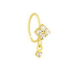 Square Small Gem Dangle Gold nose ring for a pierced nose