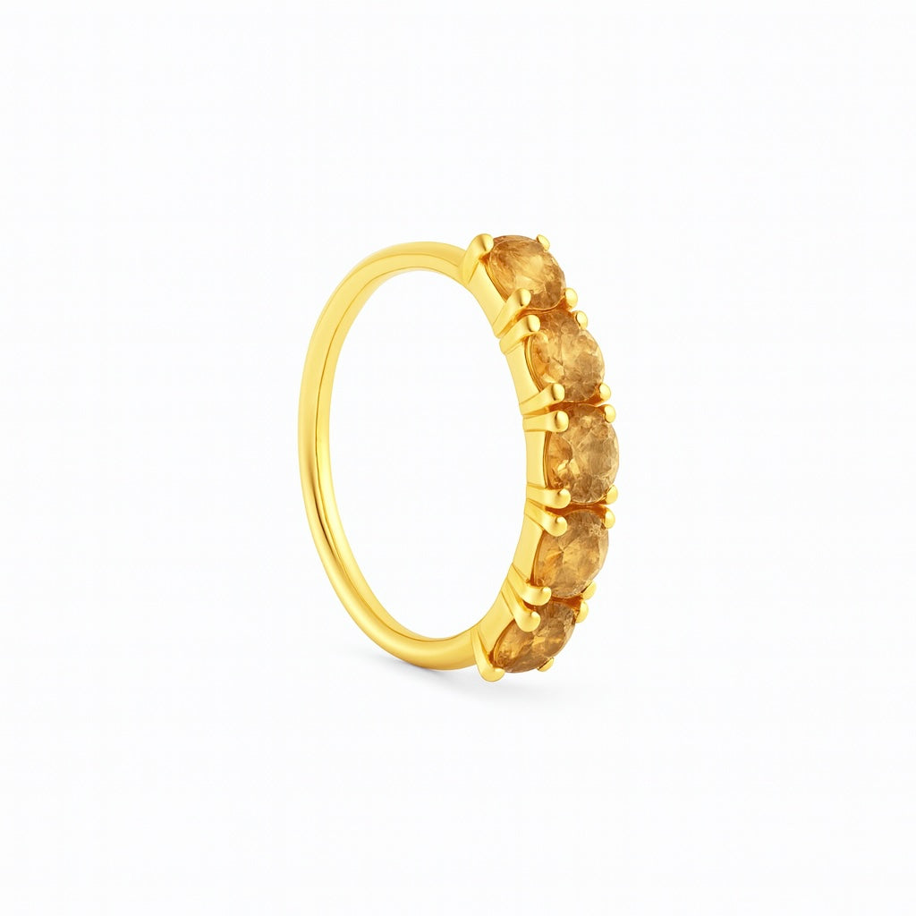 Gold 5 Stone Gold Nose Ring for pierced and non pierced nose