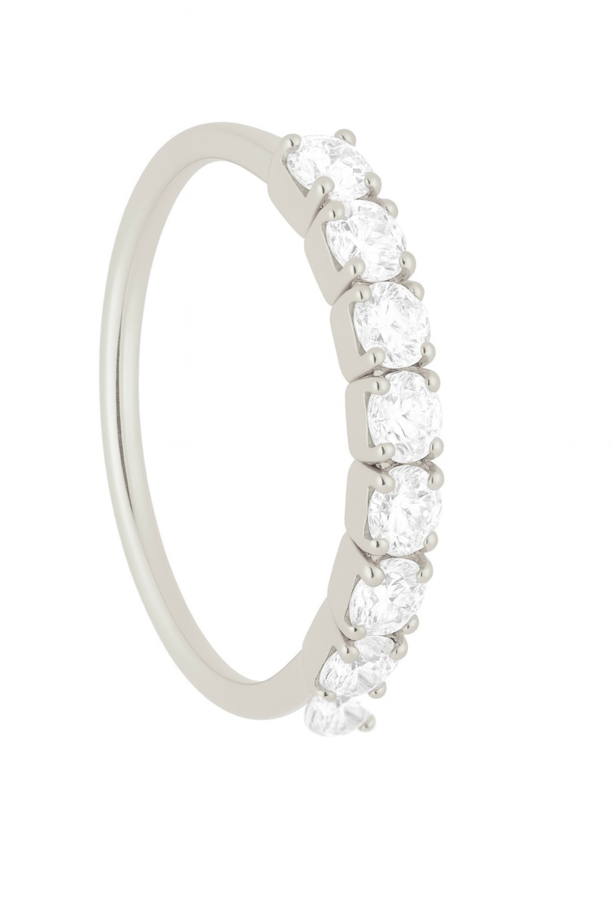 8 Stone Silver Nose Ring For Pierced and Non Pierced Nose