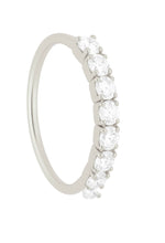 8 Stone Silver Nose Ring For Pierced and Non Pierced Nose