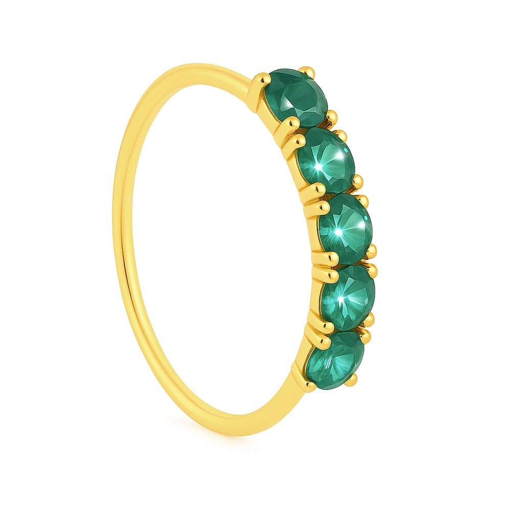 Teal 5 Stone Thick Gold Nose Ring For Pierced And Non Pierced Nose