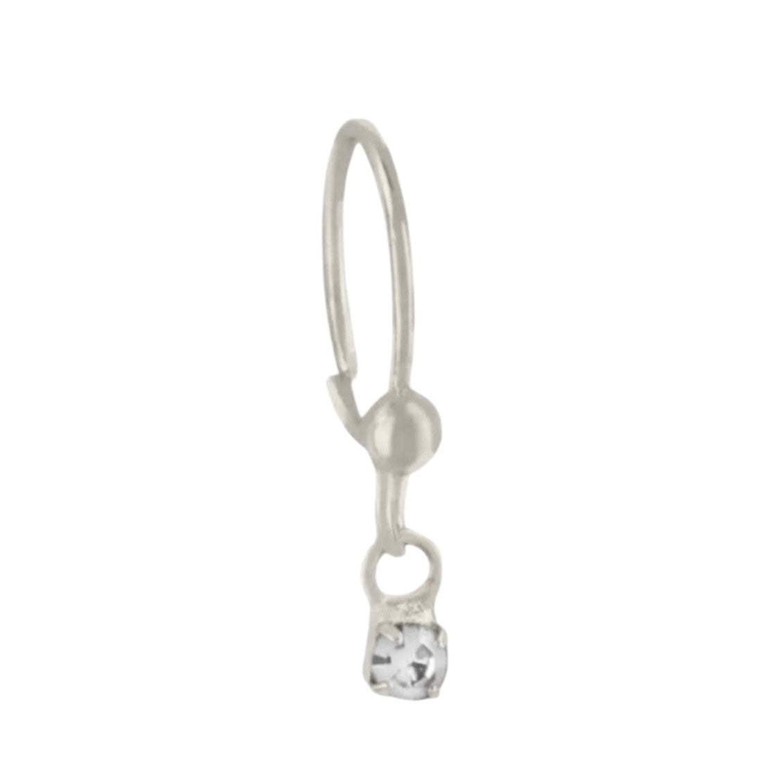1 Stone Silver Dangle Nose ring for Pierced Nose